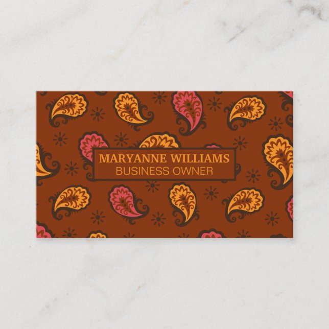 Paisley Brown Pattern Business Card (Front)