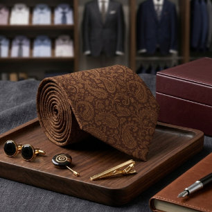 Paisley Brown Texture  Neck Tie