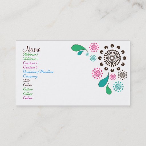 Customizable Paisley Burst Business Card