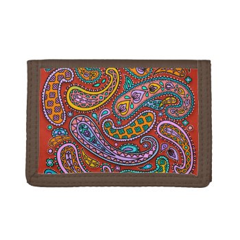 Paisley Candy Medium Faux Leather Wallet by grandjatte at Zazzle