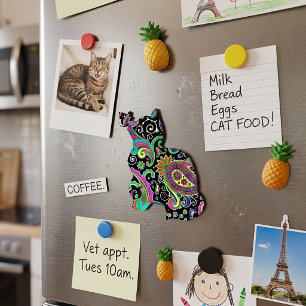 Paisley cat and butterfly magnet