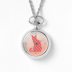 Paisley Cat - shades of coral orange Watch