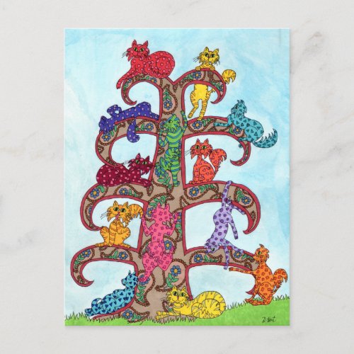 Paisley Cat Tree of Life Postcard