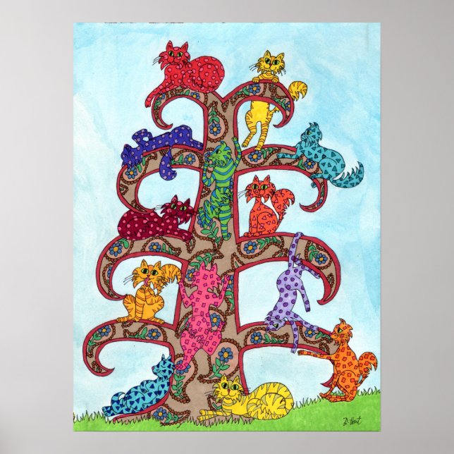 Paisley Cat Tree of Life Poster (Front)