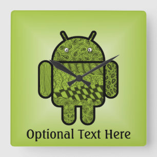 Paisley Character for the Android™ Robot Square Wall Clock