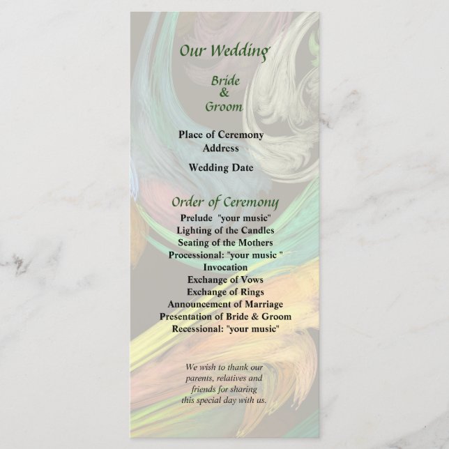 Paisley Closeup Wedding Program (Front)