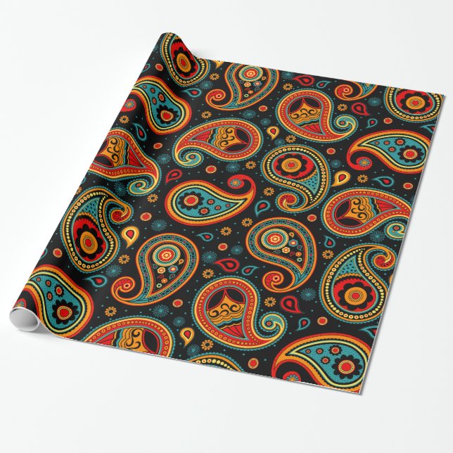 Paisley  colorful elegant wrapping paper (Unrolled)