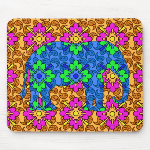 Paisley Colorful Elephant Mousepad