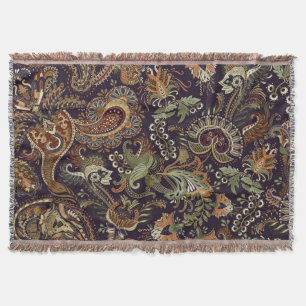 Paisley Colorful Textile: Ethnic Vintage Design Throw Blanket
