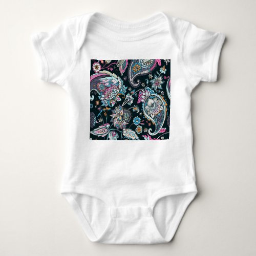 Paisley cucumber traditional seamless pattern baby bodysuit