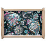 Paisley cucumber: traditional seamless pattern. serving tray