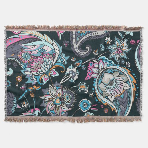 Paisley cucumber traditional seamless pattern throw blanket