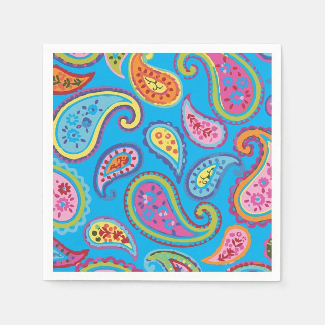 Paisley Cute Colorful 1st Birthday Party Napkins (Front)