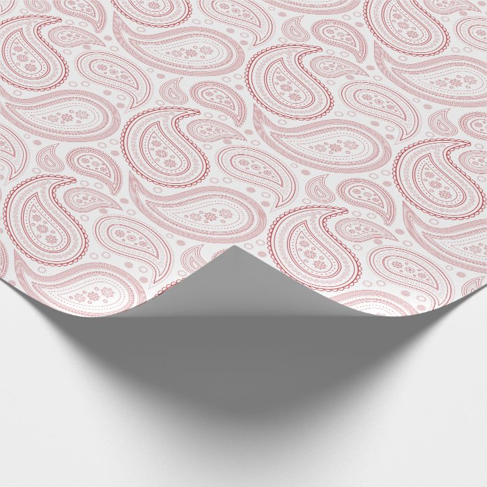 Paisley Dark Red on White Wrapping Paper