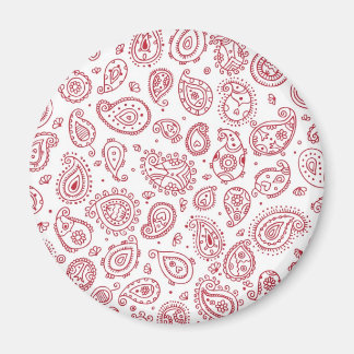 Paisley - Deep Red and White Magnet