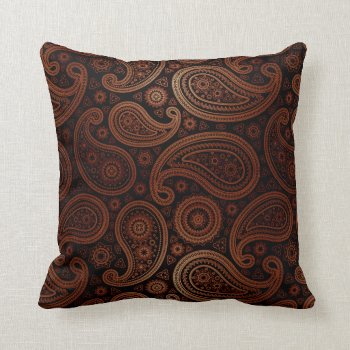 Paisley Deluxe | Espresso Brown Throw Pillow by glamprettyweddings at Zazzle