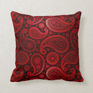 Paisley Deluxe ruby red Throw Pillow
