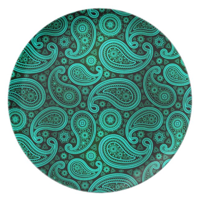 Paisley Deluxe | teal Plate (Front)