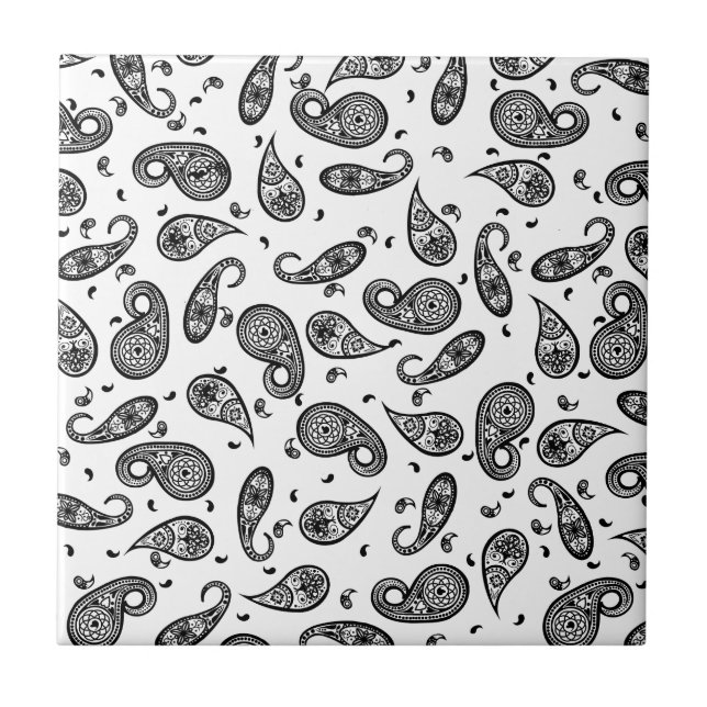 Paisley Design Customize color background & Text Tile (Front)