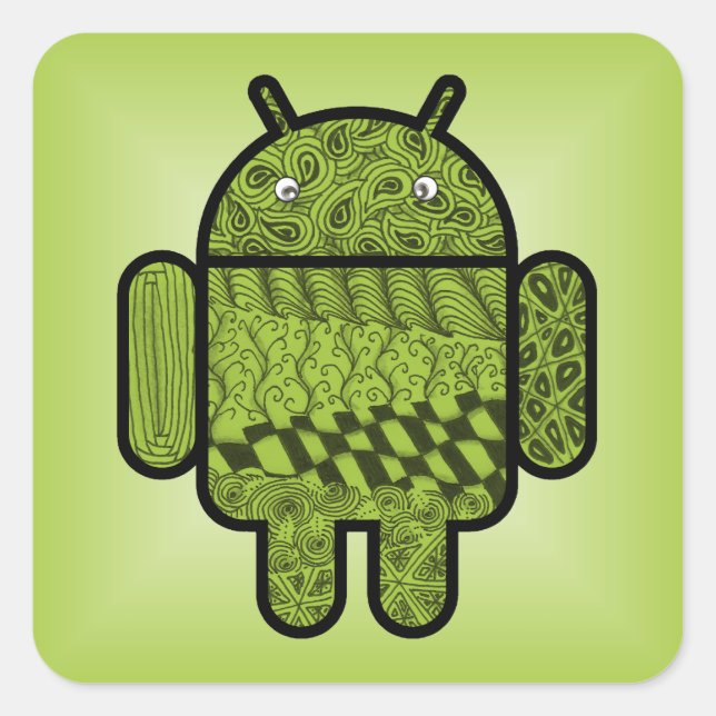Paisley Doodle Character for Android™ Square Sticker (Front)
