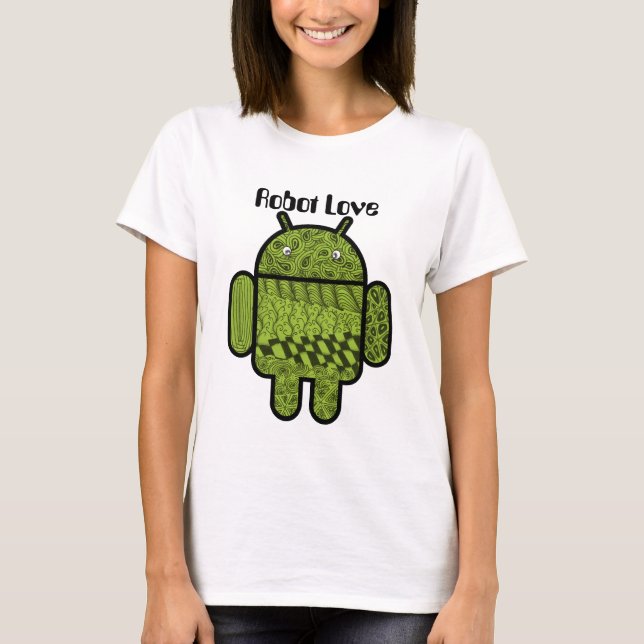 Paisley Doodle Character for the Android™ robot T-Shirt (Front)