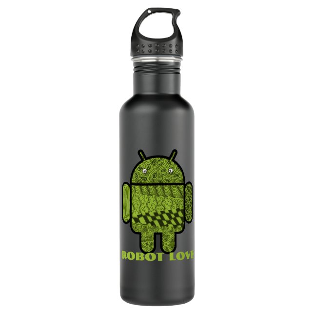 Paisley Doodle Character for the Android™ robot Water Bottle (Front)