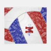 paisley doodle pattern blue red volleyball fleece blanket (Front (Horizontal))
