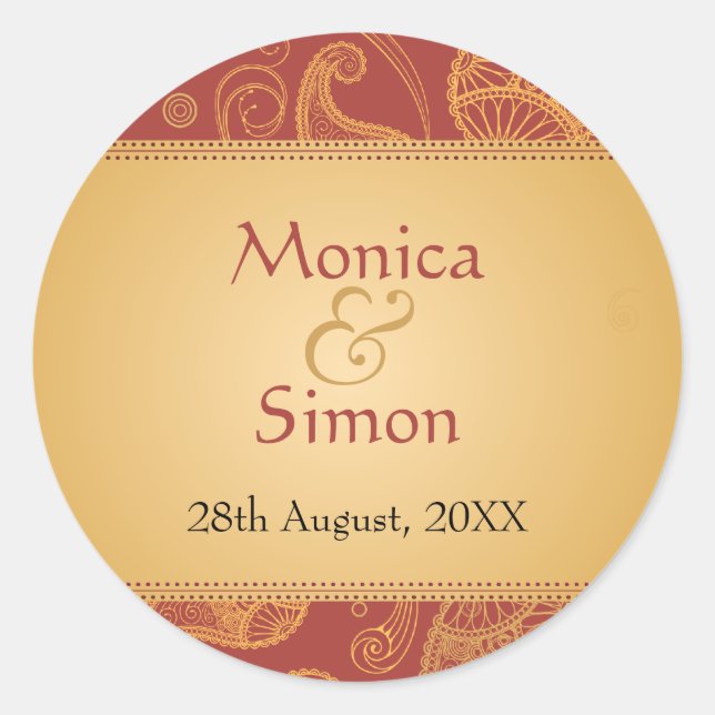 Paisley Dreams Wedding Sticker (Front)