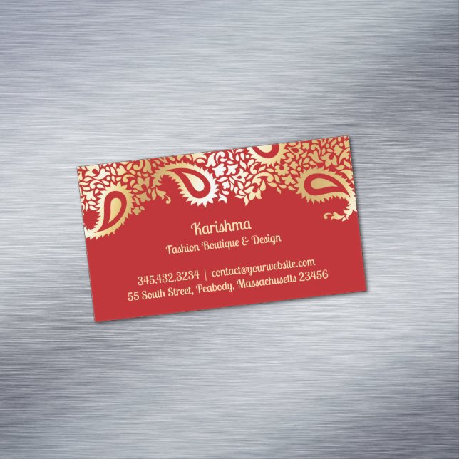 Paisley Elegant Business Card Magnet (In Situ)