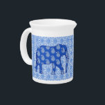 Paisley elephant - cobalt blue and white<br><div class="desc">Mixed pattern digital graphic of a richly embellished elephant against an arabesque tiled background - cobalt blue with a white,  lacy,  paisley pattern</div>