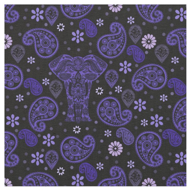 Paisley Elephant Damask Fabric (Close Up)