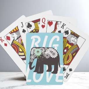 Paisley Elephant Design Elegant Cute Light Blue Poker Cards