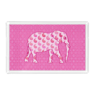 Paisley elephant - ice pink and fuchsia acrylic tray
