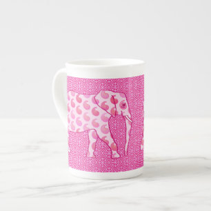 Paisley elephant - ice pink and fuchsia bone china mug