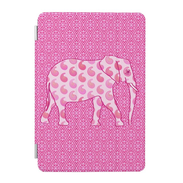 Paisley elephant - ice pink and fuchsia iPad mini cover (Front)
