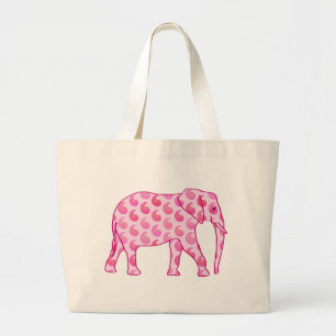Paisley elephant - ice pink and fuchsia large tote bag