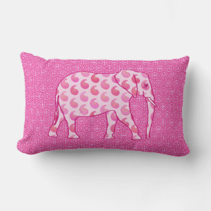 Paisley elephant - ice pink and fuchsia lumbar pillow