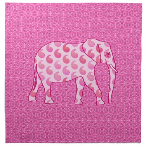 Paisley elephant _ ice pink and fuchsia napkin