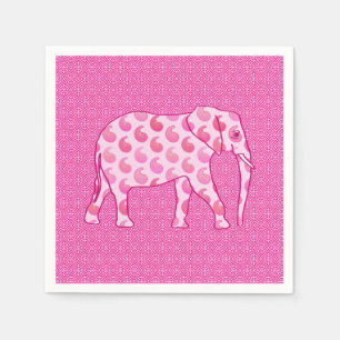 Paisley elephant - ice pink and fuchsia paper napkins