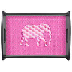 Paisley elephant - ice pink and fuchsia serving tray
