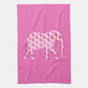 Paisley elephant - ice pink and fuchsia towel