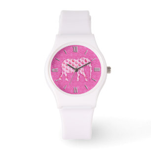 Paisley elephant - ice pink and fuchsia watch