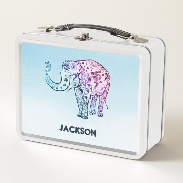 Paisley Elephant Metal Lunch Box (Front)