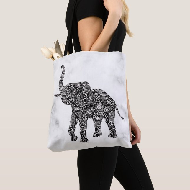 Paisley Elephant Tote Bag (Close Up)