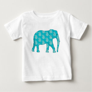 Paisley elephant - turquoise and aqua baby T-Shirt