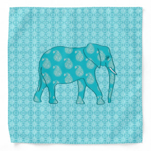 Paisley elephant - turquoise and aqua bandana