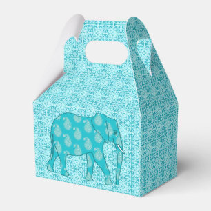 Paisley elephant - turquoise and aqua favor boxes