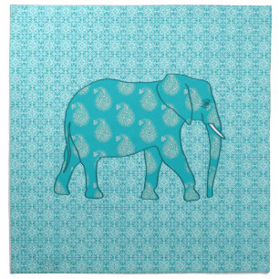 Paisley elephant - turquoise and aqua napkin