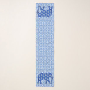 Paisley Elephants, cobalt blue and white Scarf