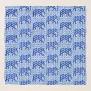 Paisley Elephants, cobalt blue and white Scarf